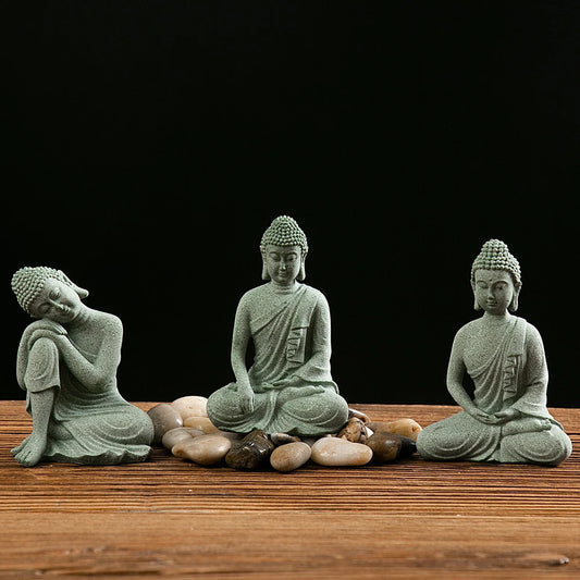 【Small Size】Buddha Statue Fish Tank Decoration Mini Buddhism Figurine Desk Topper Tablescape Decor Home Zen Statue