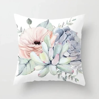 Tropical Cactus Tree Summer Flower Pattern Polyester Pad Home Decoration Car Sofa Throwing Pillow 40829