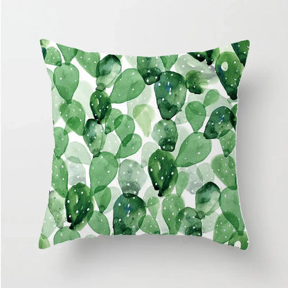 Tropical Cactus Tree Summer Flower Pattern Polyester Pad Home Decoration Car Sofa Throwing Pillow 40829