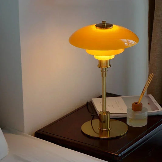 Danish Designer Glass Reading Table Lamp Nordic Modern Living Room Study Home Decor Silver Simple Art High-end Bedside Light LED