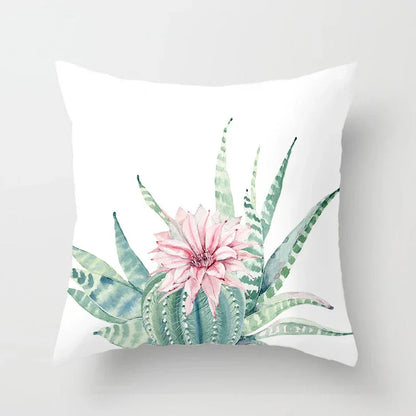 Tropical Cactus Tree Summer Flower Pattern Polyester Pad Home Decoration Car Sofa Throwing Pillow 40829