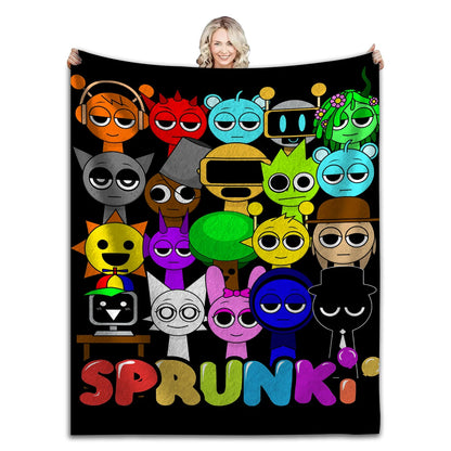 Sprunki Incredibox Game Soft Fuzzy Plush Throw Blanket for Couch Bed Multi-Sized Napping Bedspread All Seasons Comforter