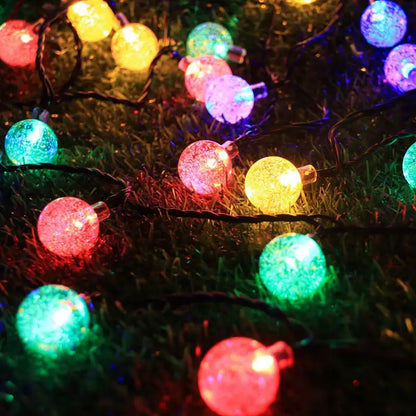 1pack 20/100/200 LED Crystal Globe Solar String Lights, Solar Outdoor Lights, With 8 Lighting Modes, Halloween Decorations Light
