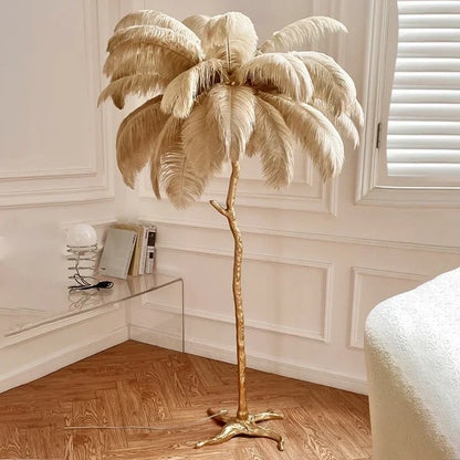 Nordic Ostrich Feather Floor Lamp Living Live Room Atmosphere Home Decor Sofa Corner Standing Lamp Bedroom Bedside Table Light