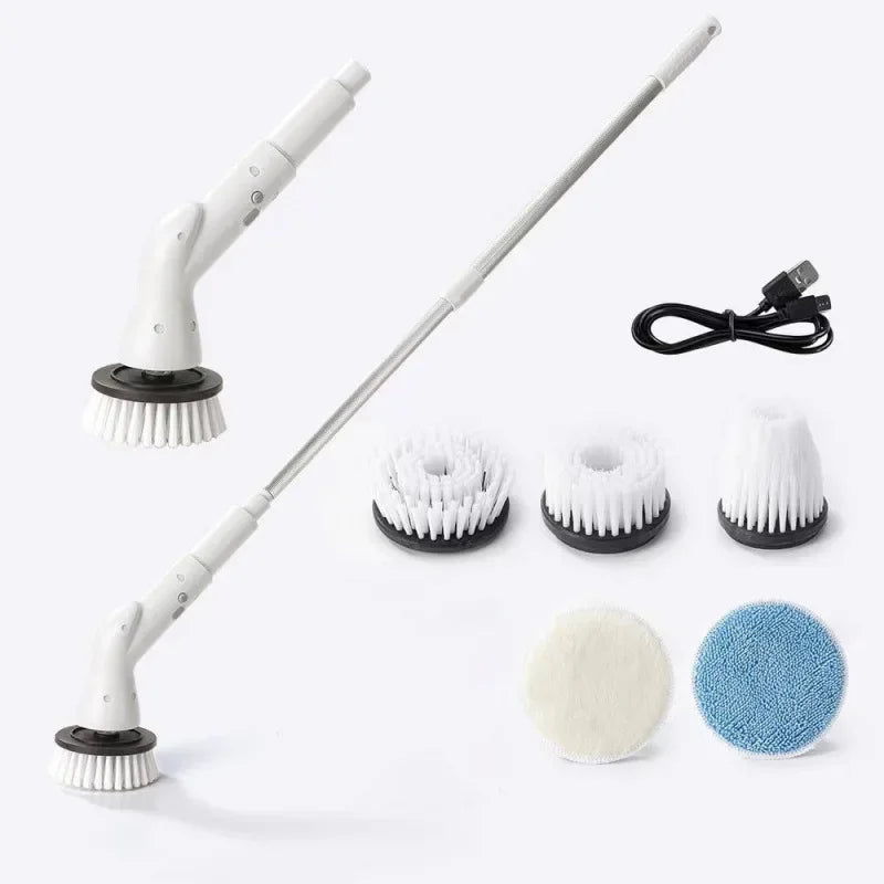 6-in-1 Electric Cleaning Brush 2000mAh Wireless Electric Rotary Cleaning Brush Shower Cleaning Brush Kitchen Bathroom VIE LENTE