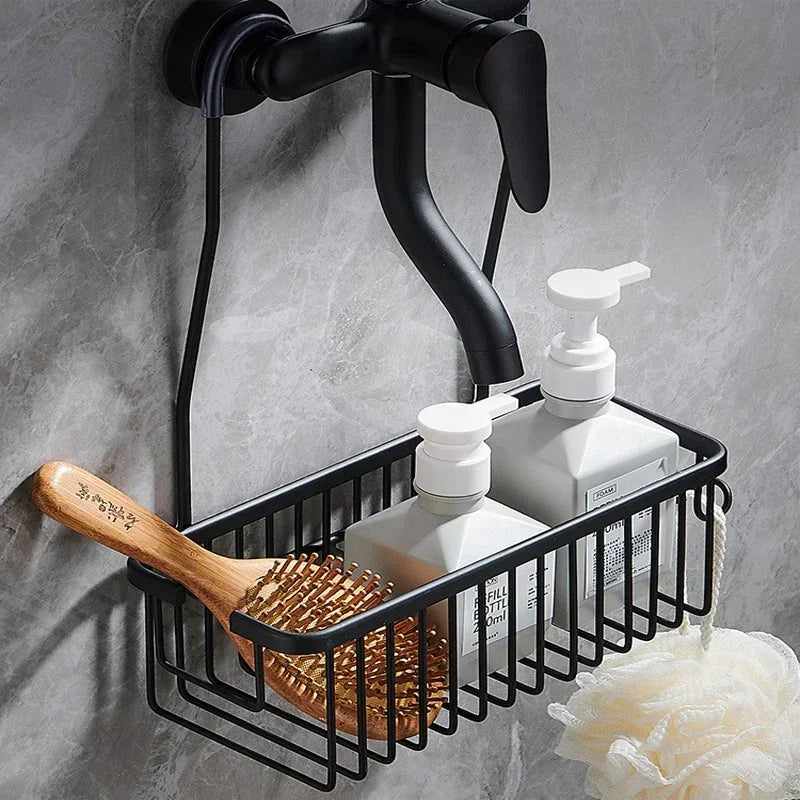 Aluminium Bathroom Shelf Without Drilling, Shower Shelf Shelves Shampoo Holder, Basket Storage Organizer Bathroom Accessories
