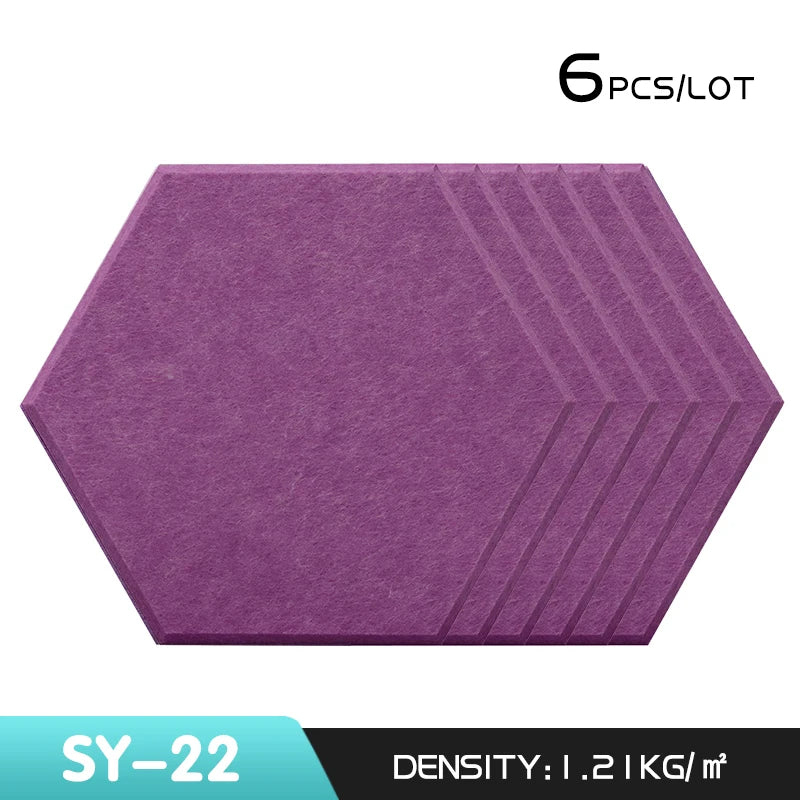 6Pcs Hexagon Polyester Wall Panels Soundproofing Sound Proof Self-adhesive Acoustic Panel Office Esports Room Nursery Wall Decor