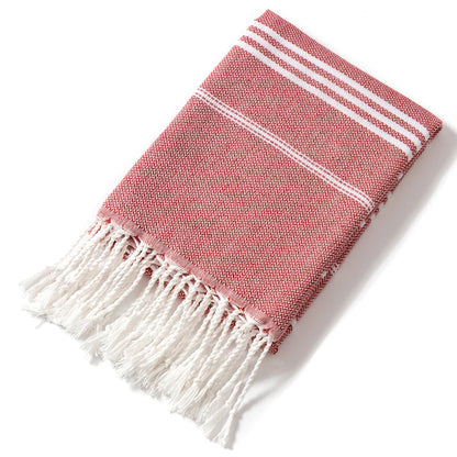 Cotton Striped  Turkish Sports Bath Towel with Tassels Travel Gym Camping Sauna Beach Pool Blanket Absorbent Easy Care