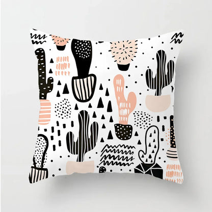 Tropical Cactus Tree Summer Flower Pattern Polyester Pad Home Decoration Car Sofa Throwing Pillow 40829