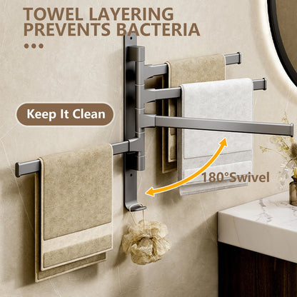 Bathroom Towel Rack Rotatable Towel Holder Space Aluminum 1/2/3/4/5-Bar Towel Hanger Kitchen Kitchen Hanging Wall Mounted