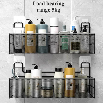 Wall-mounted Bathroom Shelf Punch-free Shower Shampoo Shelf Toilet Accessories Storage Shelf Kitchen Condiment Storage Basket