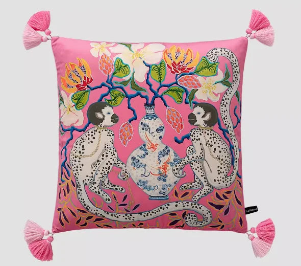 White Moneky Cushion Cover Soft Velvet Pillowcase Both Side Print Animal Cute Style Pillowcase Shell 60cm Home Sofa Deco