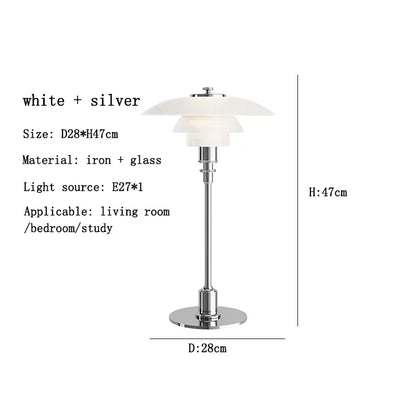 Danish Designer Glass Reading Table Lamp Nordic Modern Living Room Study Home Decor Silver Simple Art High-end Bedside Light LED