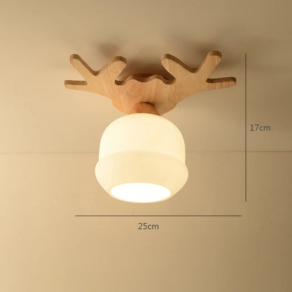 Modern Glass Ceiling Lamp Wooden Milk Glass Ceiling Lamp Metal Frame for Living Room Bedroom Dining Room Kitchen Hallway Foyer
