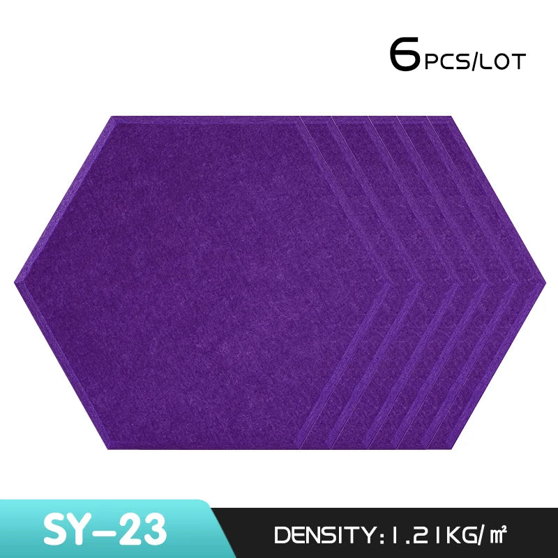 6Pcs Hexagon Polyester Wall Panels Soundproofing Sound Proof Self-adhesive Acoustic Panel Office Esports Room Nursery Wall Decor