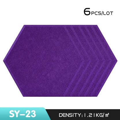 6Pcs Hexagon Polyester Wall Panels Soundproofing Sound Proof Self-adhesive Acoustic Panel Office Esports Room Nursery Wall Decor
