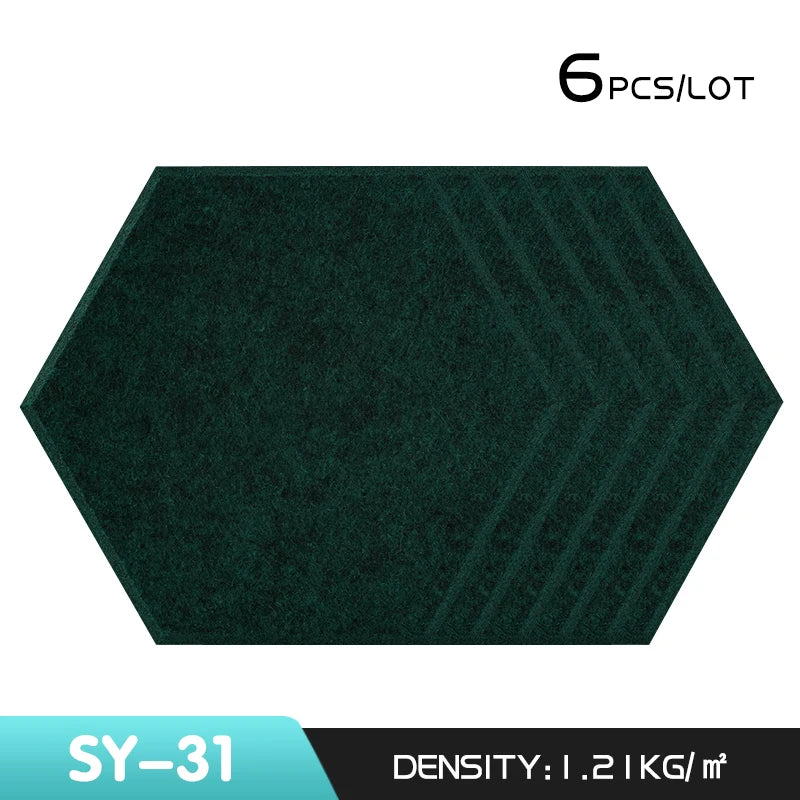 6Pcs Hexagon Polyester Wall Panels Soundproofing Sound Proof Self-adhesive Acoustic Panel Office Esports Room Nursery Wall Decor