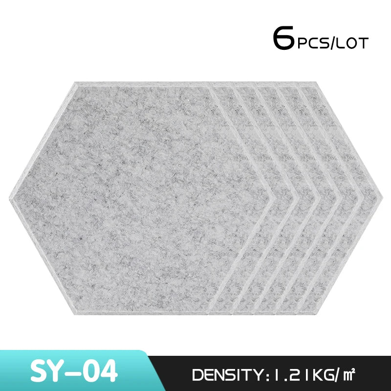 6Pcs Hexagon Polyester Wall Panels Soundproofing Sound Proof Self-adhesive Acoustic Panel Office Esports Room Nursery Wall Decor