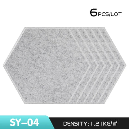 6Pcs Hexagon Polyester Wall Panels Soundproofing Sound Proof Self-adhesive Acoustic Panel Office Esports Room Nursery Wall Decor