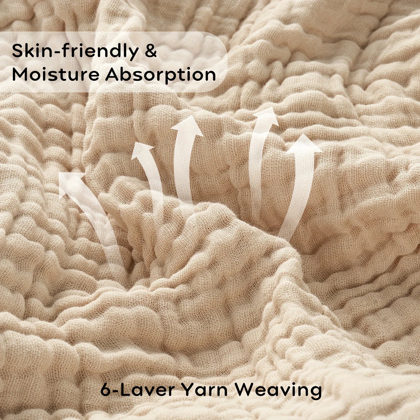 Battilo 100% Cotton Muslin Throw Blanket for Sofa 6 Layer Breathable Lightweight Boho Throws for Couch Bed Large Summer Blankets