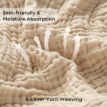 Battilo 100% Cotton Muslin Throw Blanket for Sofa 6 Layer Breathable Lightweight Boho Throws for Couch Bed Large Summer Blankets