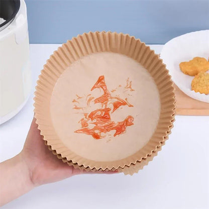 100/50pcs Disposable Paper Non Stick Air Fryer Baking Paper 16cm Round Air Fryer Paper Inner Lining Paper Kitchen Accessories