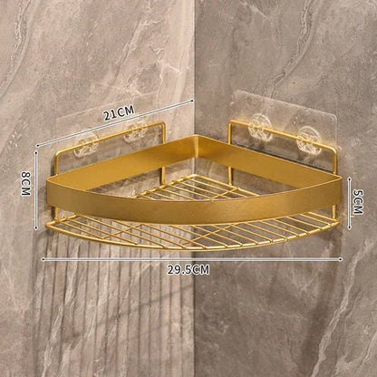 Gold Bathroom Storage Rack  non punching tripod Wall Mounted Storage holder Shampoo shower gel storage rack Bathroom Accessories