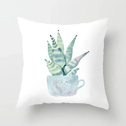 Tropical Cactus Tree Summer Flower Pattern Polyester Pad Home Decoration Car Sofa Throwing Pillow 40829