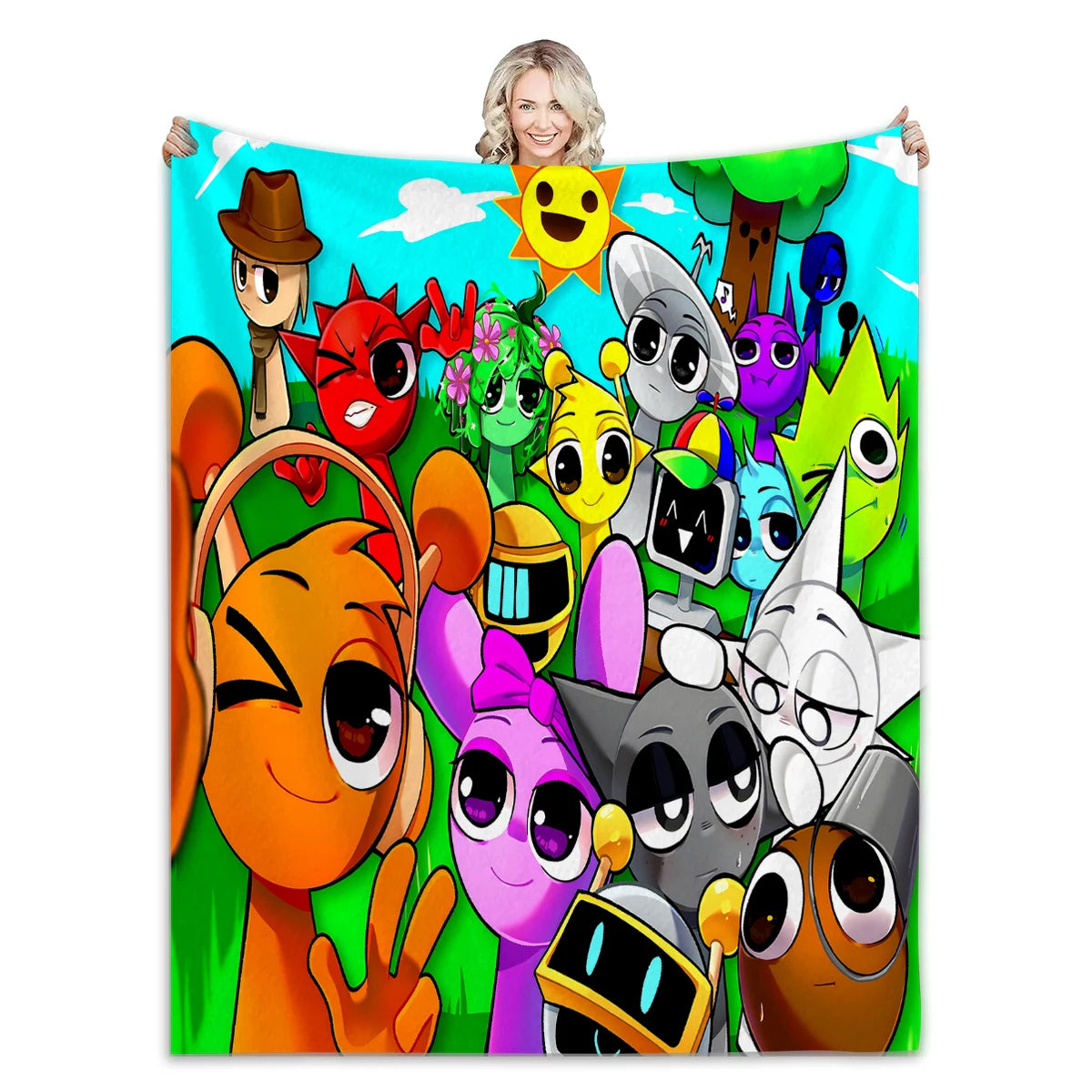 Sprunki Incredibox Game Soft Fuzzy Plush Throw Blanket for Couch Bed Multi-Sized Napping Bedspread All Seasons Comforter