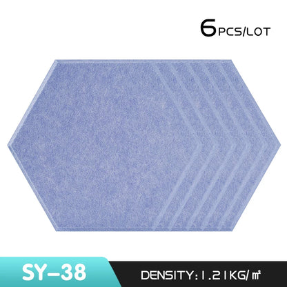 6Pcs Hexagon Polyester Wall Panels Soundproofing Sound Proof Self-adhesive Acoustic Panel Office Esports Room Nursery Wall Decor