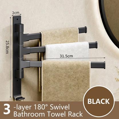 Bathroom Towel Rack Rotatable Towel Holder Space Aluminum 1/2/3/4/5-Bar Towel Hanger Kitchen Kitchen Hanging Wall Mounted