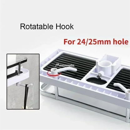 Bathroom Shower Storage Rack Organizer No Drilling Lifting Rod Shower Head Holder Shower Gel Shampoo Tray Holder Pole Shelves