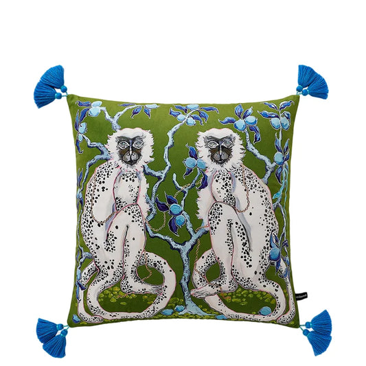 White Moneky Cushion Cover Soft Velvet Pillowcase Both Side Print Animal Cute Style Pillowcase Shell 60cm Home Sofa Deco