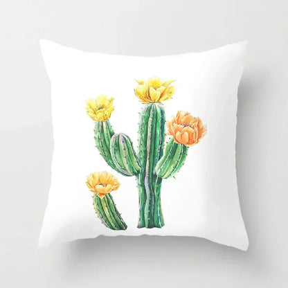 Tropical Cactus Tree Summer Flower Pattern Polyester Pad Home Decoration Car Sofa Throwing Pillow 40829