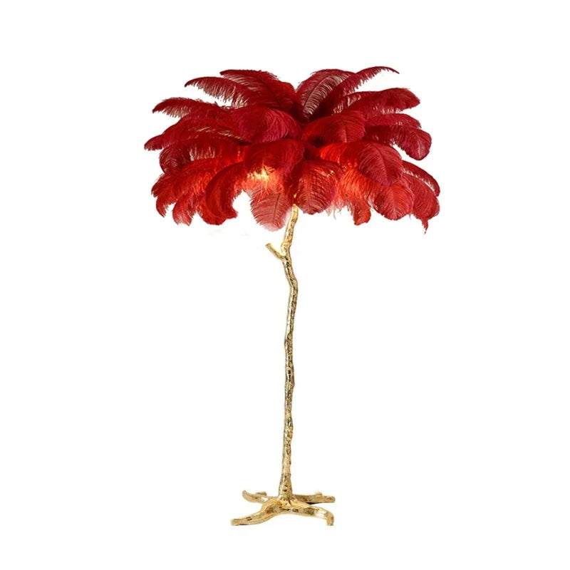 Nordic Ostrich Feather Floor Lamp Living Live Room Atmosphere Home Decor Sofa Corner Standing Lamp Bedroom Bedside Table Light