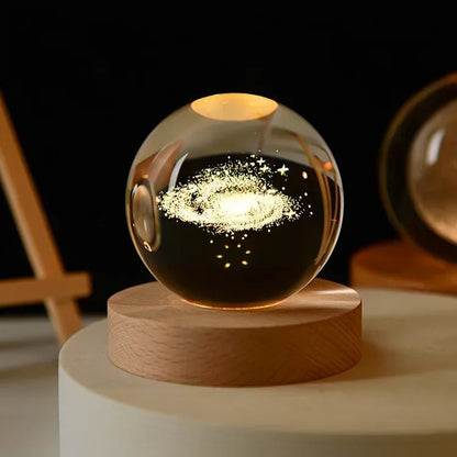 Aesthetic Moon Crystal Sphere Creative Clear Glass Galaxy Globe Night Light Crystal Ball Lamp Desktop Decoration Home Ornament