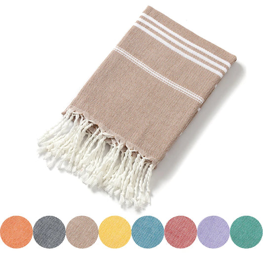 Cotton Striped  Turkish Sports Bath Towel with Tassels Travel Gym Camping Sauna Beach Pool Blanket Absorbent Easy Care