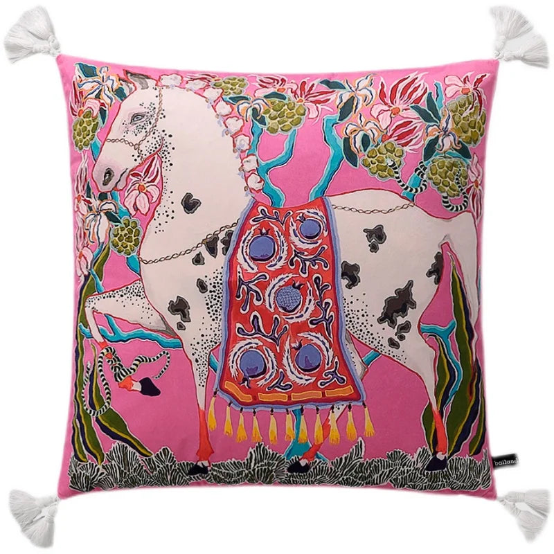 White Moneky Cushion Cover Soft Velvet Pillowcase Both Side Print Animal Cute Style Pillowcase Shell 60cm Home Sofa Deco