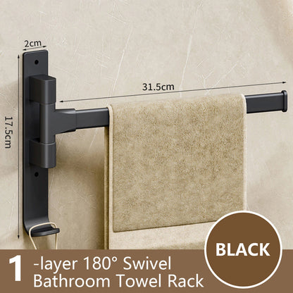 Bathroom Towel Rack Rotatable Towel Holder Space Aluminum 1/2/3/4/5-Bar Towel Hanger Kitchen Kitchen Hanging Wall Mounted