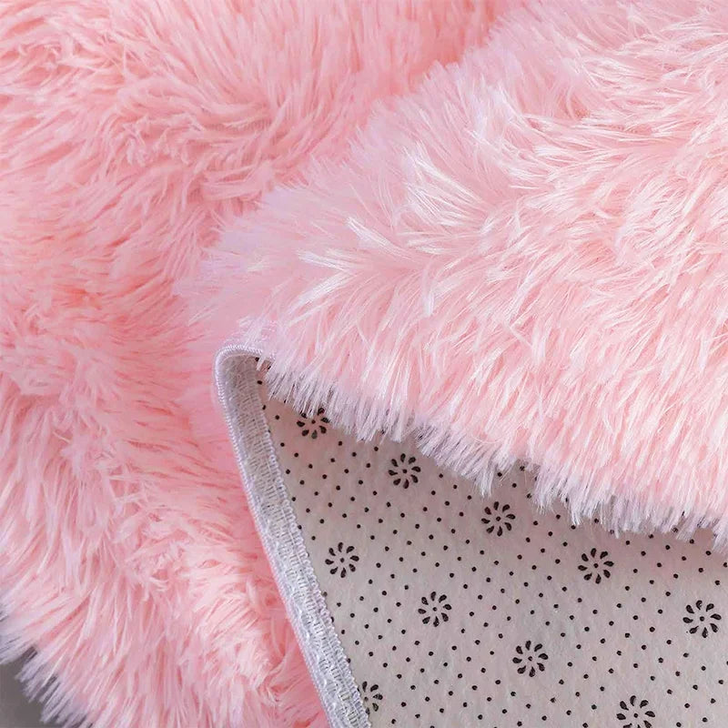 Pink Bedroom Carpet For Children's Room Cute Girls Floor Soft Mat Living Room Decoration White Fluffy Large Kids Bedside Rugs