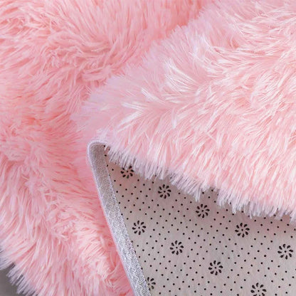 Pink Bedroom Carpet For Children's Room Cute Girls Floor Soft Mat Living Room Decoration White Fluffy Large Kids Bedside Rugs