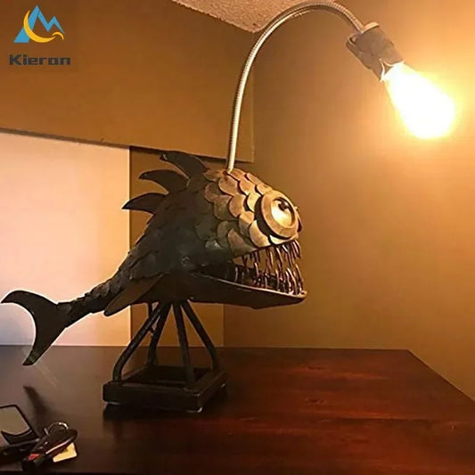 Modern Lantern Fish LED Table Lamps Bedroom Study Bedside Deep-sea Fish Desk Lamps Living Room Decor Pipa Fish Small Floor Lamp