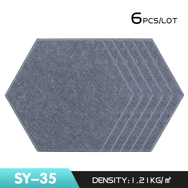 6Pcs Hexagon Polyester Wall Panels Soundproofing Sound Proof Self-adhesive Acoustic Panel Office Esports Room Nursery Wall Decor