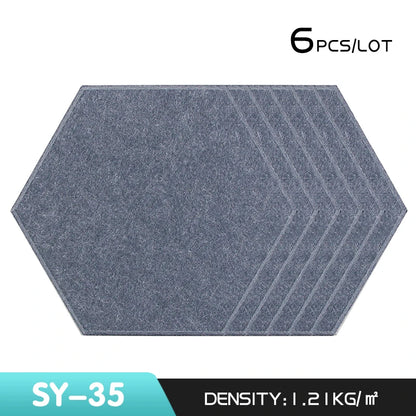 6Pcs Hexagon Polyester Wall Panels Soundproofing Sound Proof Self-adhesive Acoustic Panel Office Esports Room Nursery Wall Decor