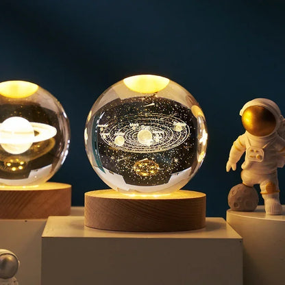 Aesthetic Moon Crystal Sphere Creative Clear Glass Galaxy Globe Night Light Crystal Ball Lamp Desktop Decoration Home Ornament