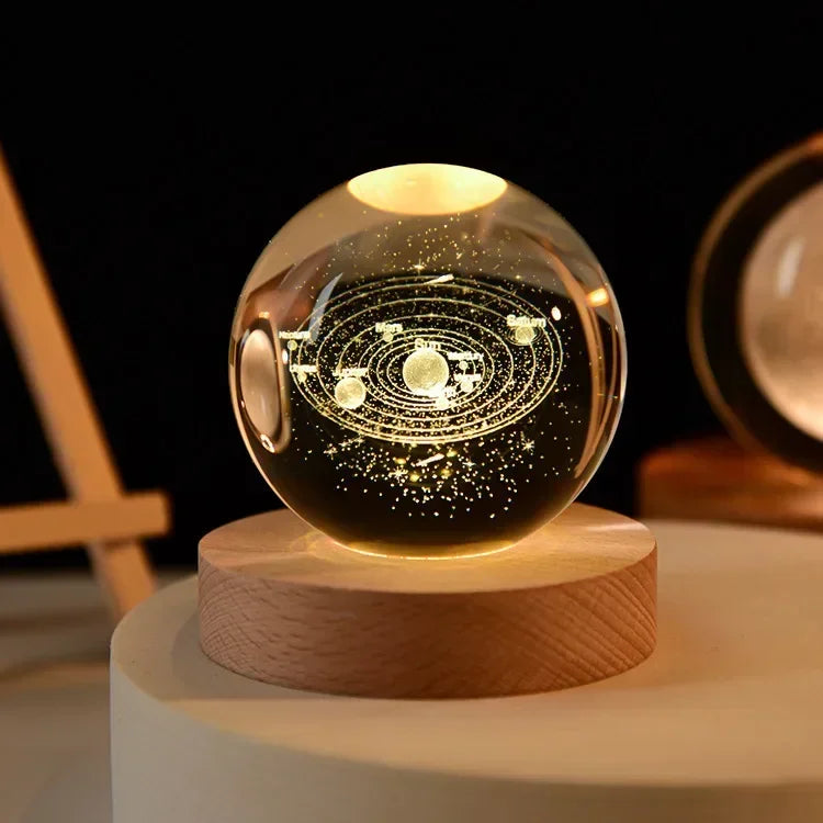 Aesthetic Moon Crystal Sphere Creative Clear Glass Galaxy Globe Night Light Crystal Ball Lamp Desktop Decoration Home Ornament