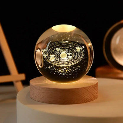 Aesthetic Moon Crystal Sphere Creative Clear Glass Galaxy Globe Night Light Crystal Ball Lamp Desktop Decoration Home Ornament