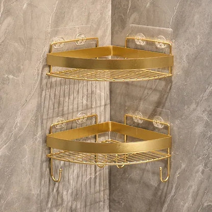 Gold Bathroom Storage Rack  non punching tripod Wall Mounted Storage holder Shampoo shower gel storage rack Bathroom Accessories