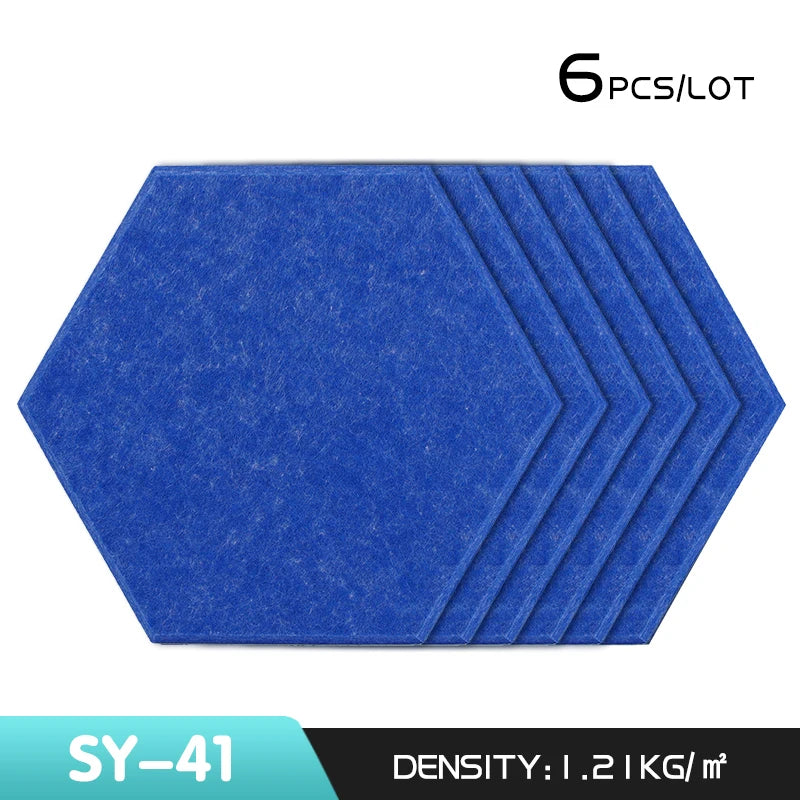 6Pcs Hexagon Polyester Wall Panels Soundproofing Sound Proof Self-adhesive Acoustic Panel Office Esports Room Nursery Wall Decor