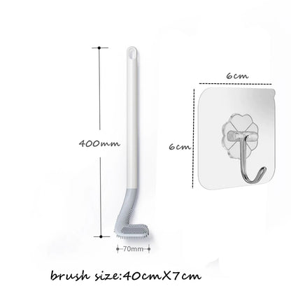 Toilet Cleaning Silicone Brush Golf Head Bathroom Wall Hook Hanging Long Handle Squatting Pan Cleaner Household WC Gap Remover